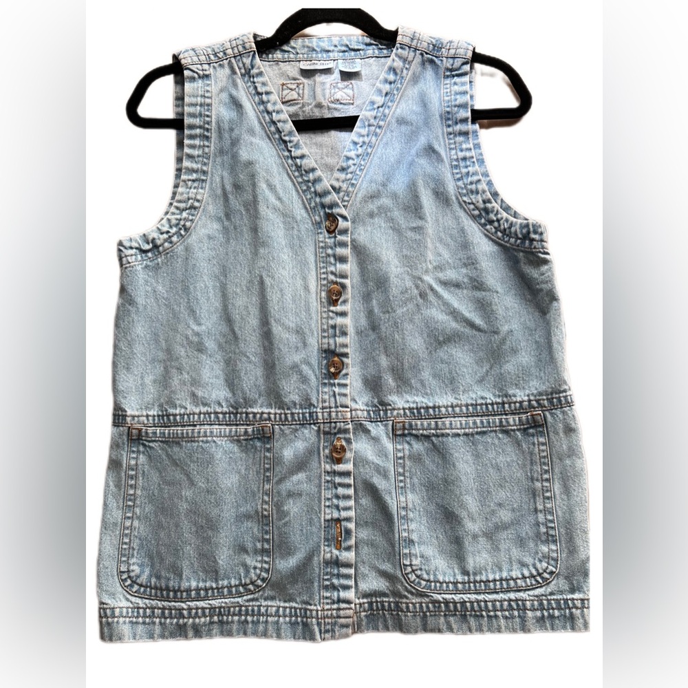 Cabin Creek Light Blue 100% cotton V-Neck Button Vest